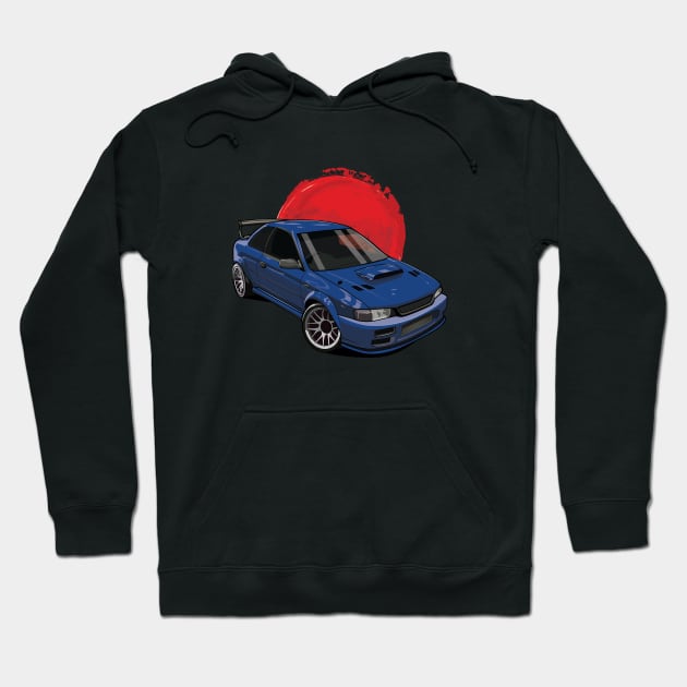 Japanese Classic Gc8 Blue Rising Sun Car Hoodie by clintoss